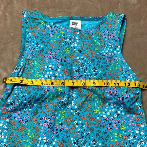 Lands' End High Neck Floral Turquoise Tankini Top Size 2P - Picture 6 of 8